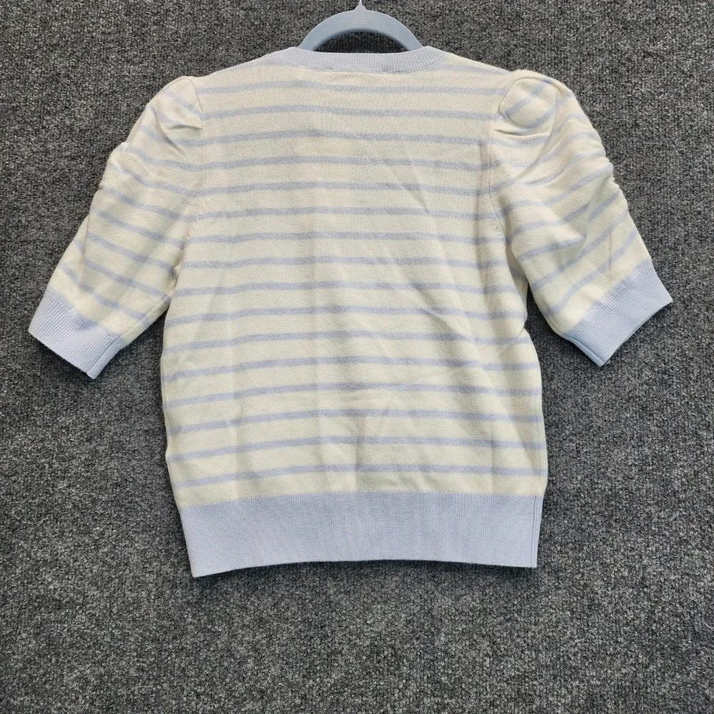 NWT FRAME The Frankie Cashmere Blend Striped Puff Sleeve Coquette Sweater XS